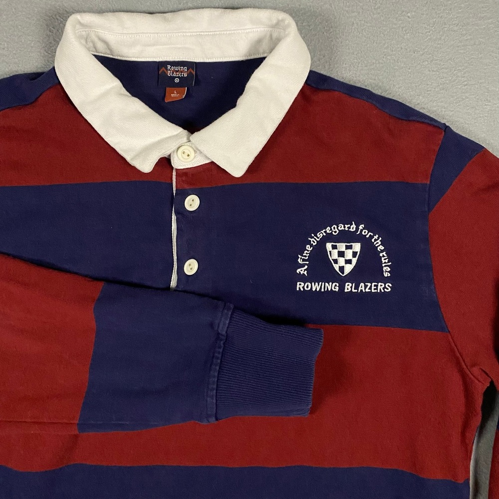 Rowing Blazers x Target Mens Rugby Shirt Red Navy Blue Striped Long Sleeve L